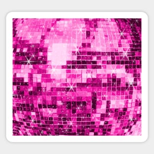 1970s Twinkle Pink Disco Ball Pattern Sticker